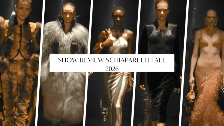 Show Review: Schiaparelli Fall 2026 at the Louvre with Sculptural Tailoring, Sheer Knits, and Faux Fur Coats