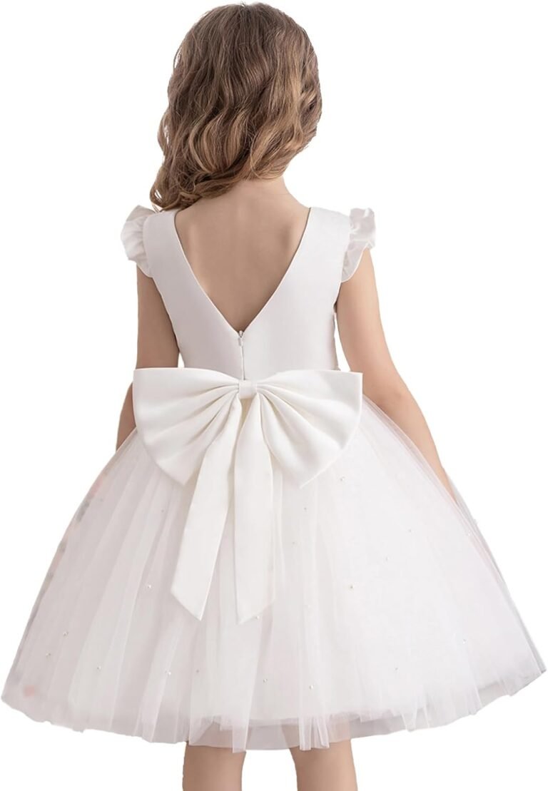 Flower Girl Dress Wedding Guest Ruffle Tulle Satin Party Birthday Princess Dresses Pageant Gown Kids Short